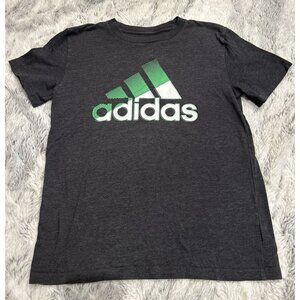 Adidas Kids Grey Size Small Logo Green White Crew Neck Kids